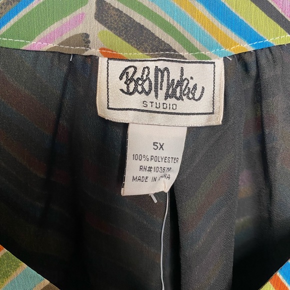 FINAL SALE Bob Mackie Studio NWT Vintage Striped Belted Top Blouse Plus Size 5X - Picture 3 of 5